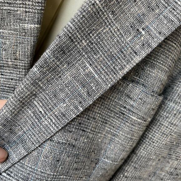 VTG Cricketeer Sport Coat Gray Woven Textured Blazer Silk Blend USA 44R ACTWU